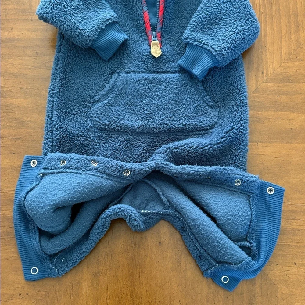 Carter's Fleece Sherpa Jumpsuit One Piece Half-Zip Blue Footless Size 3 Months